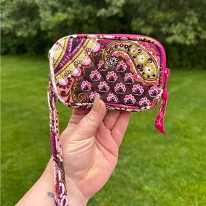 Vera Bradley Pink and Brown Clutch with Geometric Design
